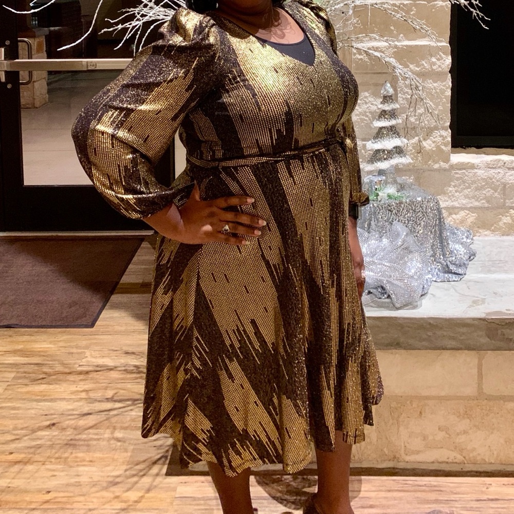 Calvin Klein gold and black sequins shimmer dress